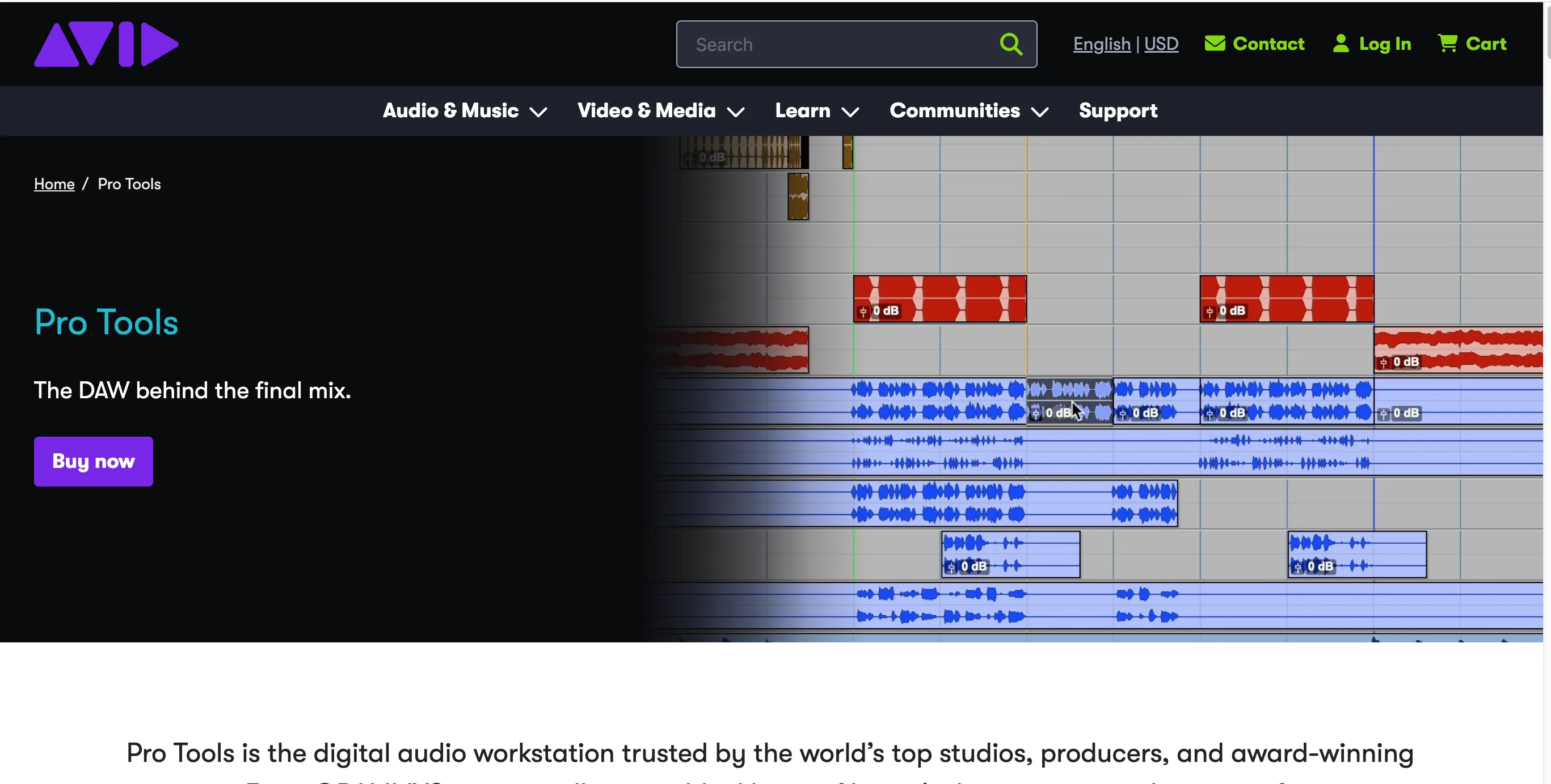Avid Pro Tools studio DAW with multi-track mixing console and edit window