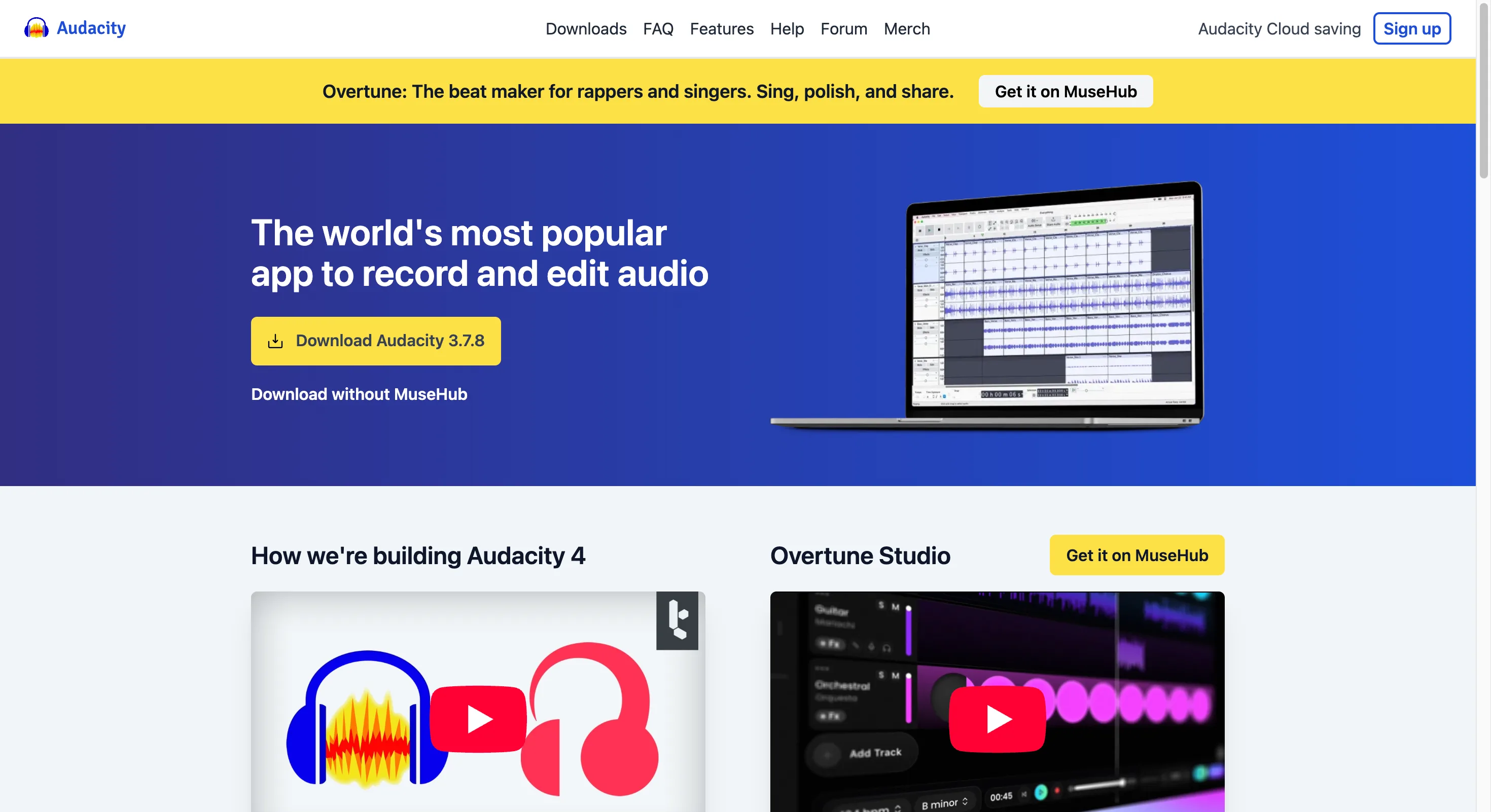 Audacity free desktop audio cutter and trimmer interface with multi-track timeline