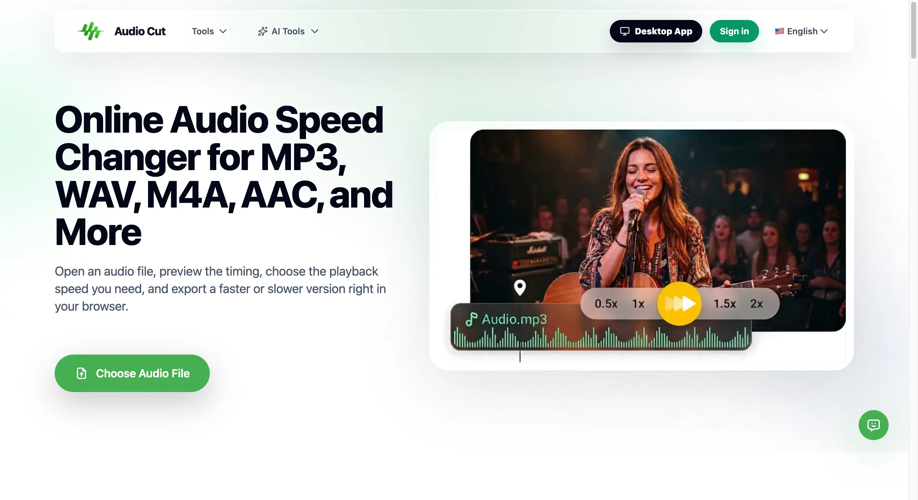 Drag and drop audio file into AudioCut audio speed changer upload interface to speed up audio