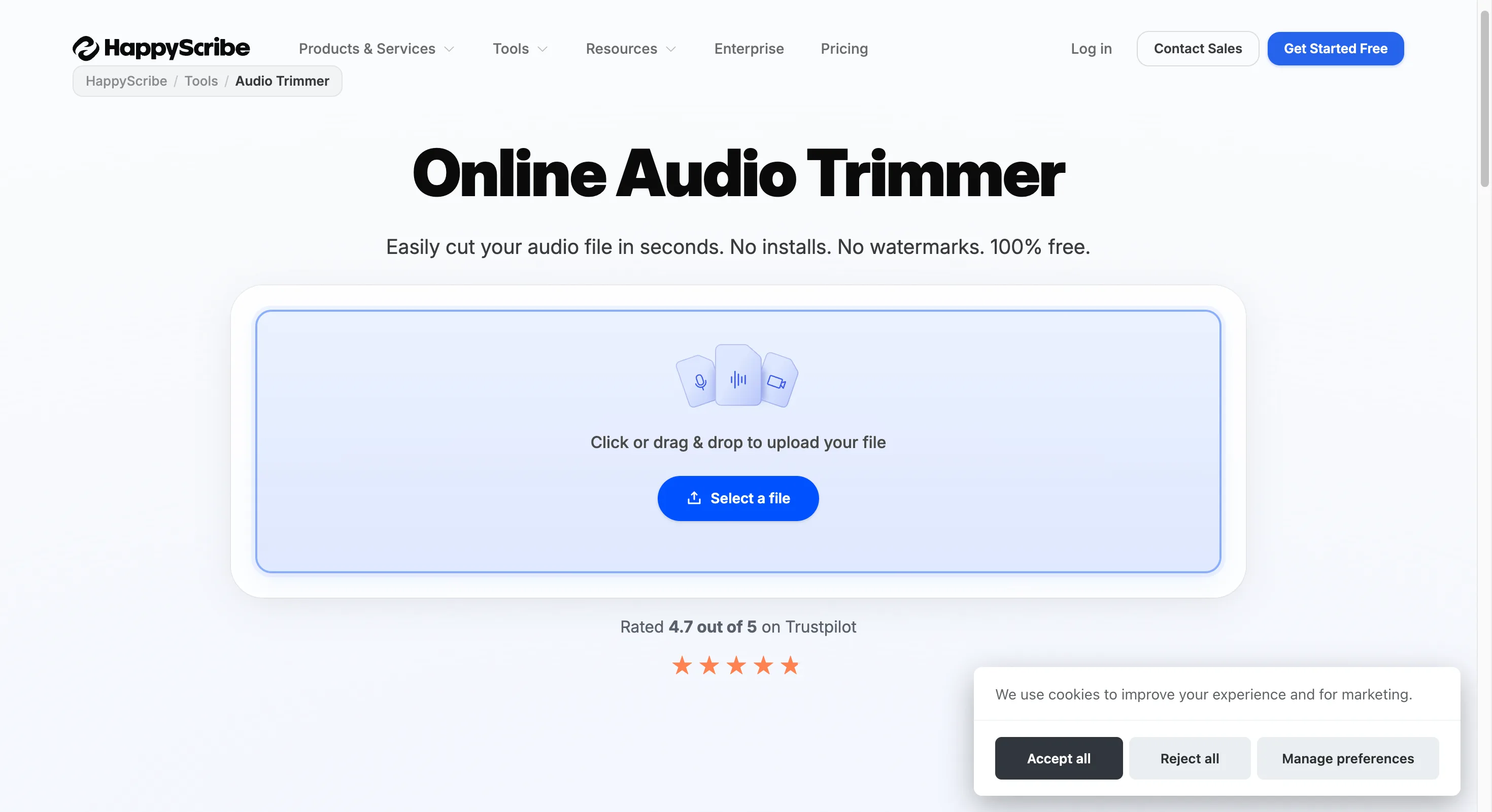 happyscribe-trimmer-interface