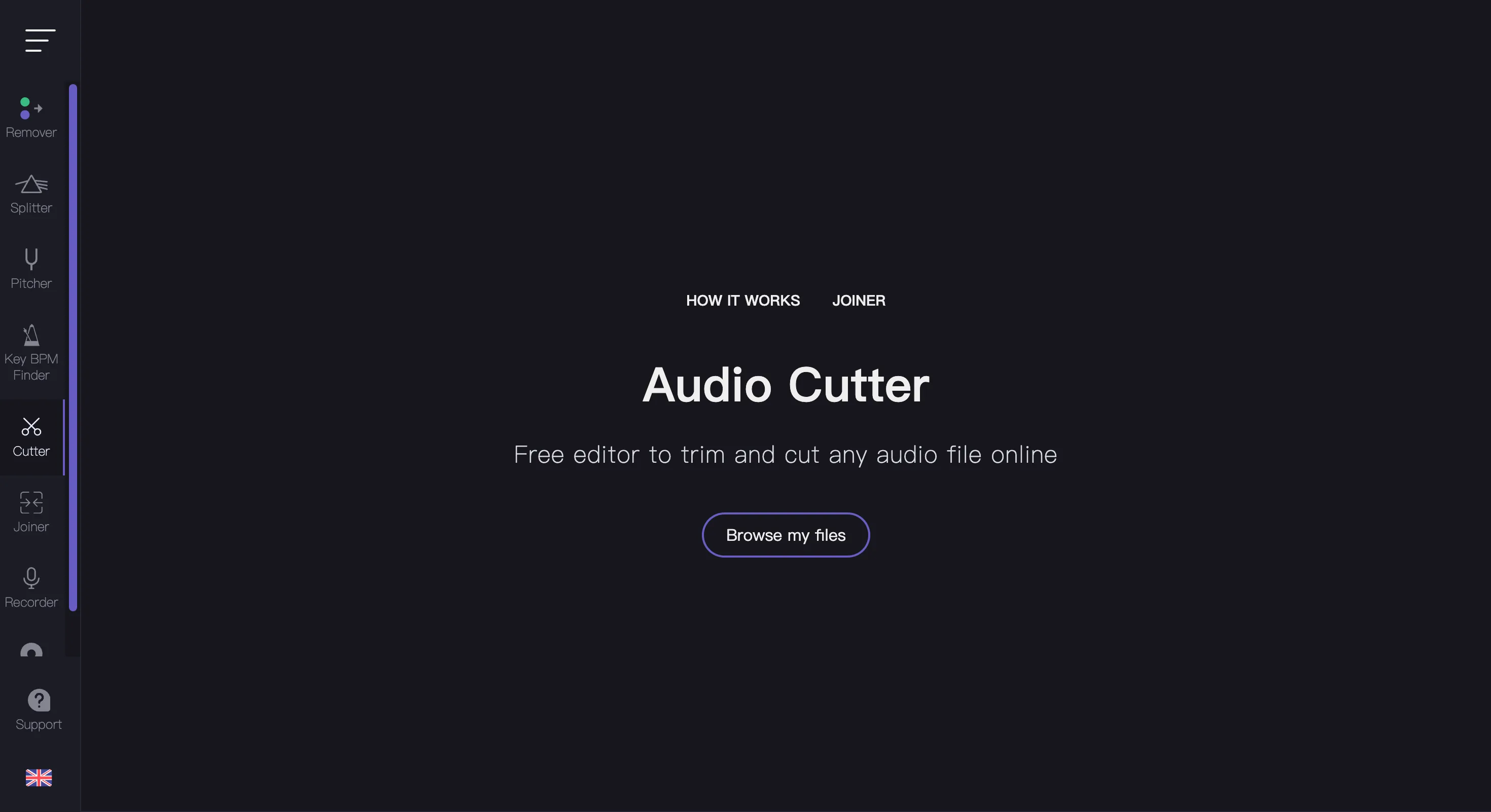 vocalremover.org free local audio cutter and trimmer interface in browser