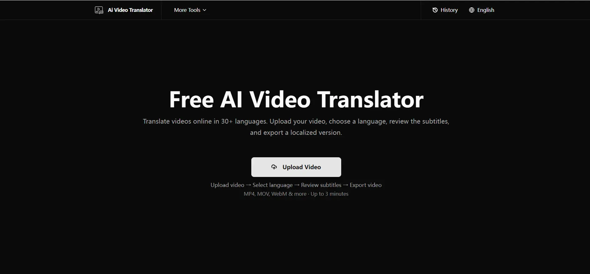 free_ai_video_translator_homepage