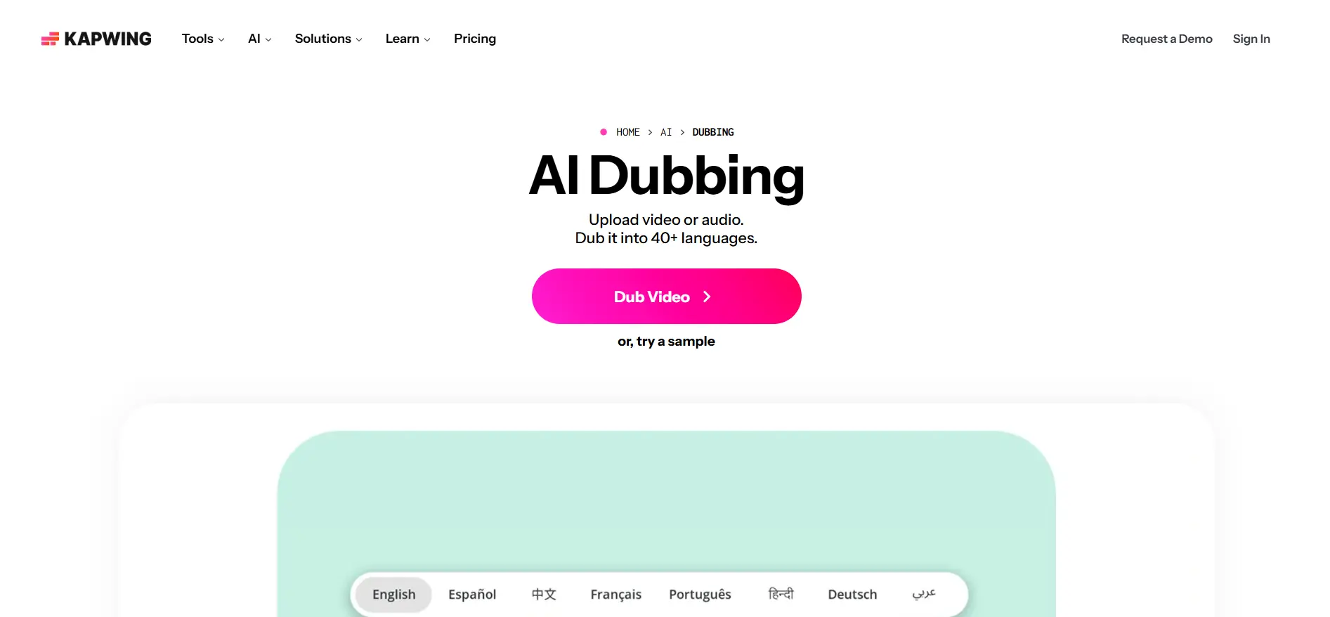 kapwing-ai-dubbing-feature-landing-page