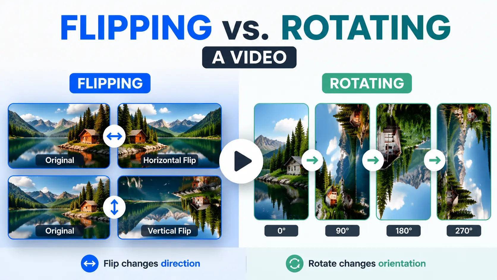 difference between flipping and rotating video explained